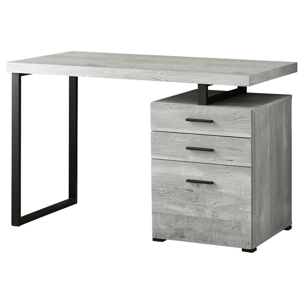 HomeRoots 24" Executive-Style Computer Desk with Three Drawers for Clutter-Free Workspace Organization Grey,Black 333510