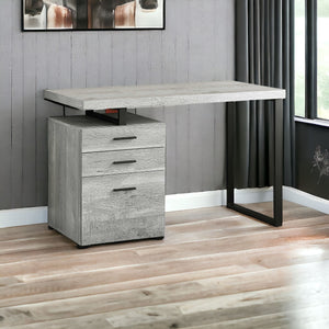 Homeroots 47" Gray And Black Computer Desk With Three Drawers Grey,Black  333510