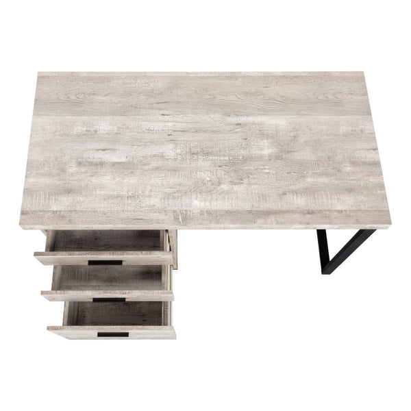 HomeRoots 24" Executive-Style Computer Desk with Three Drawers for Clutter-Free Workspace Organization Taupe,Black 333511