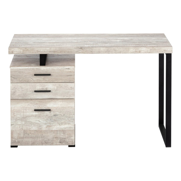 HomeRoots 24" Executive-Style Computer Desk with Three Drawers for Clutter-Free Workspace Organization Taupe,Black 333511