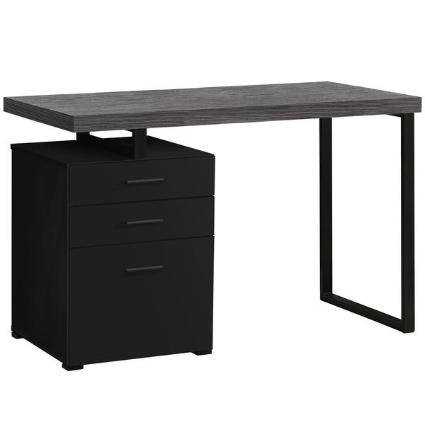 Homeroots 24" Gray And Black Computer Desk With Three Drawers Black,Grey  333512