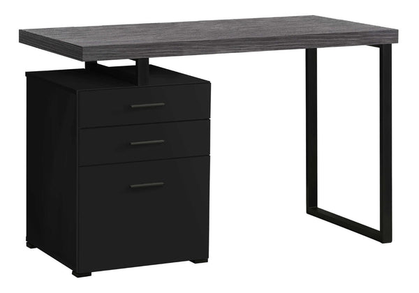 HomeRoots 24" Computer Desk with Three Drawers - Stylish, Compact Design for Efficient Home Office Organization Black,Grey 333512