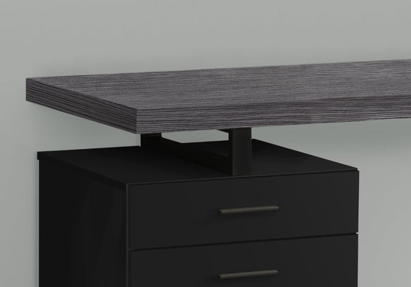 HomeRoots 24" Computer Desk with Three Drawers - Stylish, Compact Design for Efficient Home Office Organization Black,Grey 333512