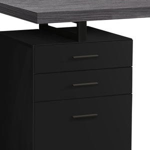 Homeroots 24" Gray And Black Computer Desk With Three Drawers Black,Grey  333512
