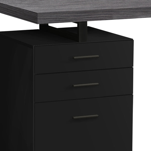 Homeroots 24" Gray And Black Computer Desk With Three Drawers Black,Grey  333512