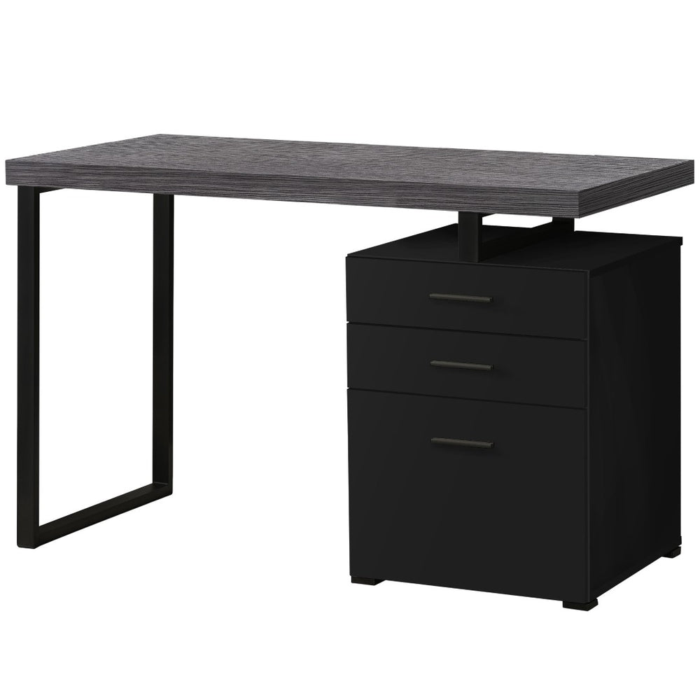 HomeRoots 24" Computer Desk with Three Drawers - Stylish, Compact Design for Efficient Home Office Organization Black,Grey 333512