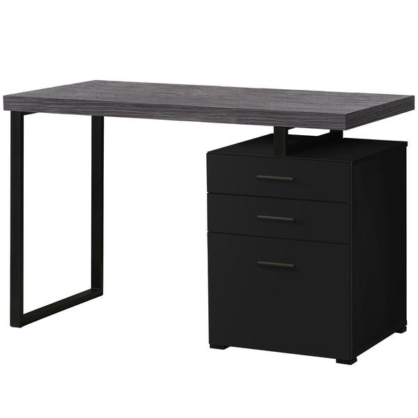 Homeroots 24" Gray And Black Computer Desk With Three Drawers Black,Grey  333512