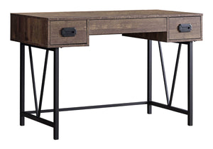 HomeRoots 24" Executive-Style Computer Desk with Two Drawers for Organized Home Office & Workspace Efficiency Brown,Black 333513