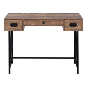HomeRoots 24" Executive-Style Computer Desk with Two Drawers for Organized Home Office & Workspace Efficiency Brown,Black 333513