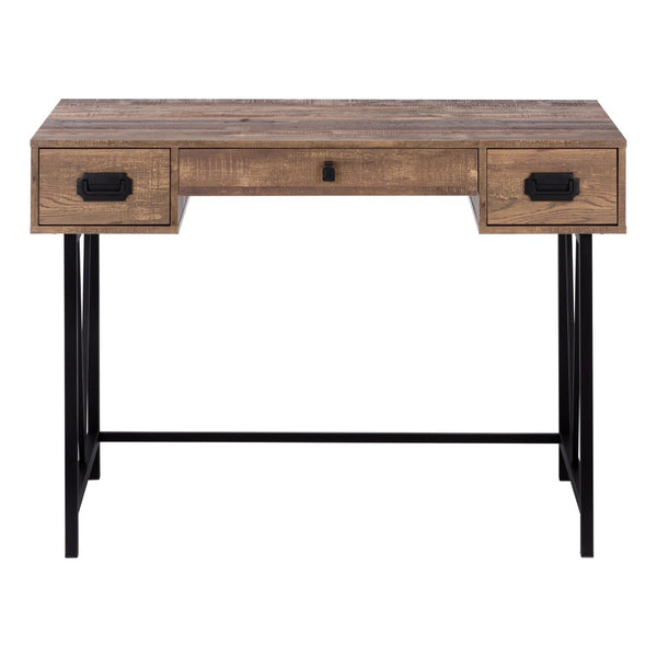 HomeRoots 24" Executive-Style Computer Desk with Two Drawers for Organized Home Office & Workspace Efficiency Brown,Black 333513