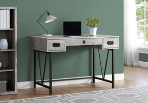 HomeRoots 24" Executive-Style Computer Desk with Two Drawers for Organized Home Office & Workspace Efficiency Grey,Black 333514