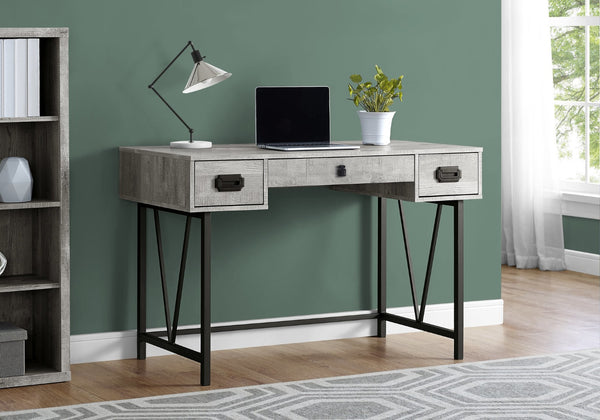 HomeRoots 24" Executive-Style Computer Desk with Two Drawers for Organized Home Office & Workspace Efficiency Grey,Black 333514