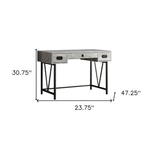 HomeRoots 24" Executive-Style Computer Desk with Two Drawers for Organized Home Office & Workspace Efficiency Grey,Black 333514