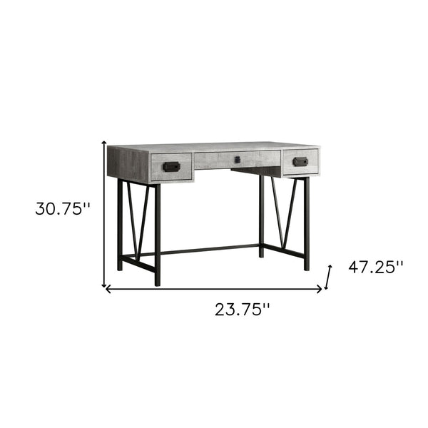 HomeRoots 24" Executive-Style Computer Desk with Two Drawers for Organized Home Office & Workspace Efficiency Grey,Black 333514