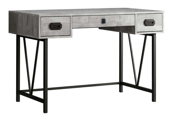 HomeRoots 24" Executive-Style Computer Desk with Two Drawers for Organized Home Office & Workspace Efficiency Grey,Black 333514