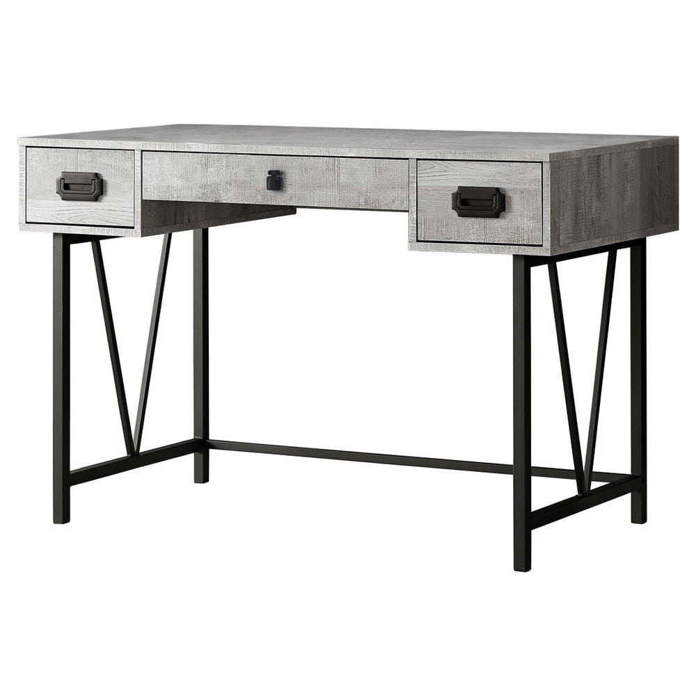 HomeRoots 24" Executive-Style Computer Desk with Two Drawers for Organized Home Office & Workspace Efficiency Grey,Black 333514
