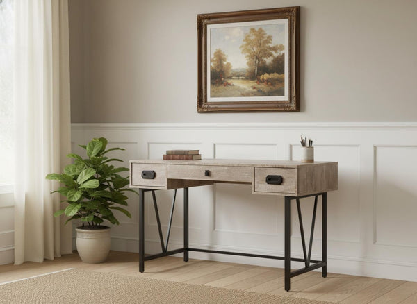 HomeRoots 24" Taupe and Black Computer Desk - Stylish, Functional, and Perfect for Any Workspace Setup! 333515