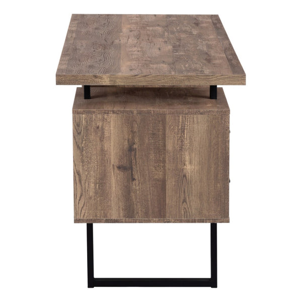 HomeRoots 24" Modern Rectangular Desk with Three Drawers for Organized Workspace and Stylish Home Office Upgrade Brown,Black 333517