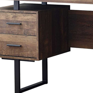 HomeRoots 24" Modern Rectangular Desk with Three Drawers for Organized Workspace and Stylish Home Office Upgrade Brown,Black 333517