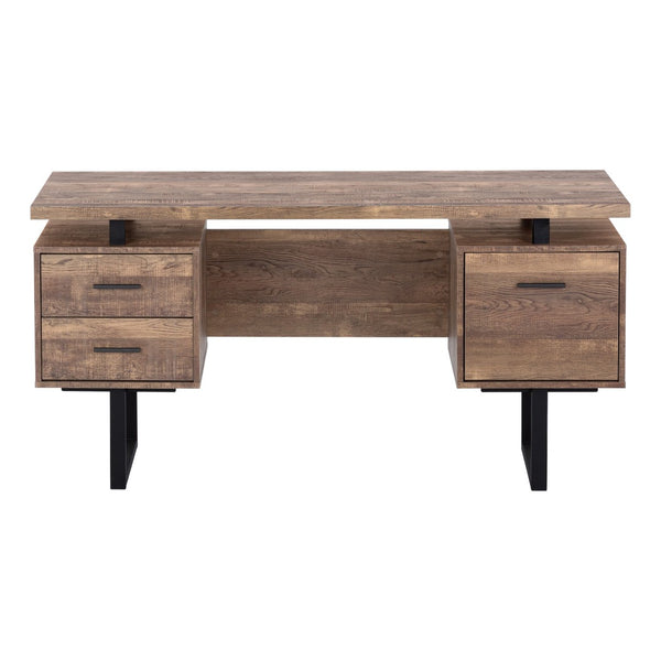HomeRoots 24" Modern Rectangular Desk with Three Drawers for Organized Workspace and Stylish Home Office Upgrade Brown,Black 333517