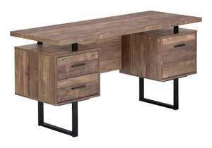 HomeRoots 24" Modern Rectangular Desk with Three Drawers for Organized Workspace and Stylish Home Office Upgrade Brown,Black 333517