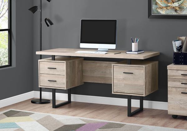 HomeRoots 24" Modern Rectangular Desk with Three Drawers for Organized Workspace and Stylish Home Office Upgrade Taupe,Black 333519