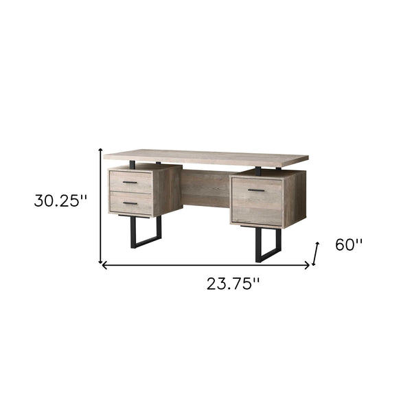 Homeroots 24" Taupe And Black Computer Desk With Three Drawers Taupe,Black  333519