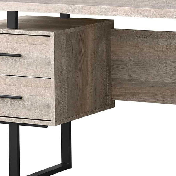 Homeroots 24" Taupe And Black Computer Desk With Three Drawers Taupe,Black  333519