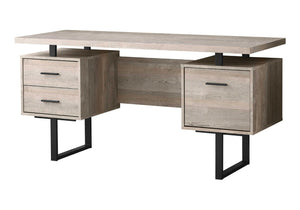 HomeRoots 24" Modern Rectangular Desk with Three Drawers for Organized Workspace and Stylish Home Office Upgrade Taupe,Black 333519