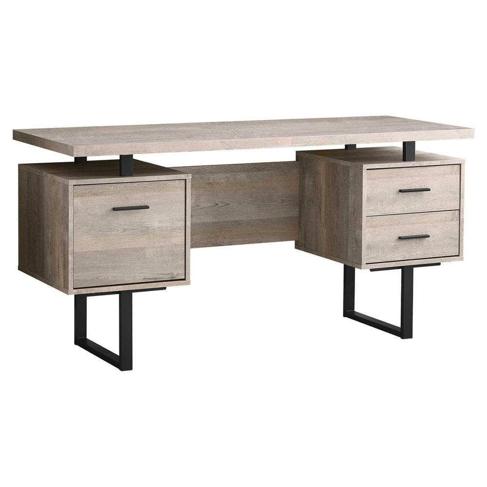 HomeRoots 24" Modern Rectangular Desk with Three Drawers for Organized Workspace and Stylish Home Office Upgrade Taupe,Black 333519