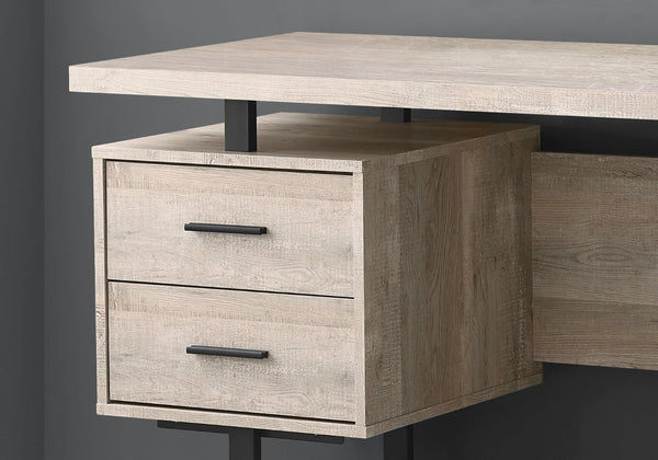 HomeRoots 24" Modern Rectangular Desk with Three Drawers for Organized Workspace and Stylish Home Office Upgrade Taupe,Black 333519