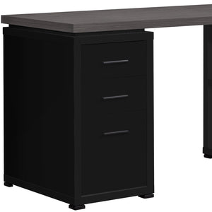 Homeroots 47" Gray And Black L Shape Computer Desk With Three Drawers Black,Grey  333520