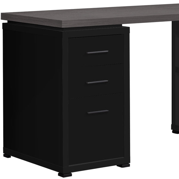 Homeroots 47" Gray And Black L Shape Computer Desk With Three Drawers Black,Grey  333520