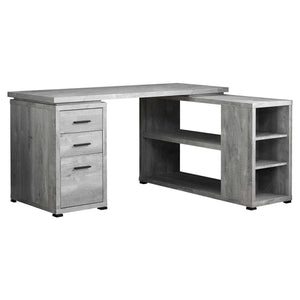 Homeroots 47" Gray L Shape Computer Desk With Three Drawers Grey  333522
