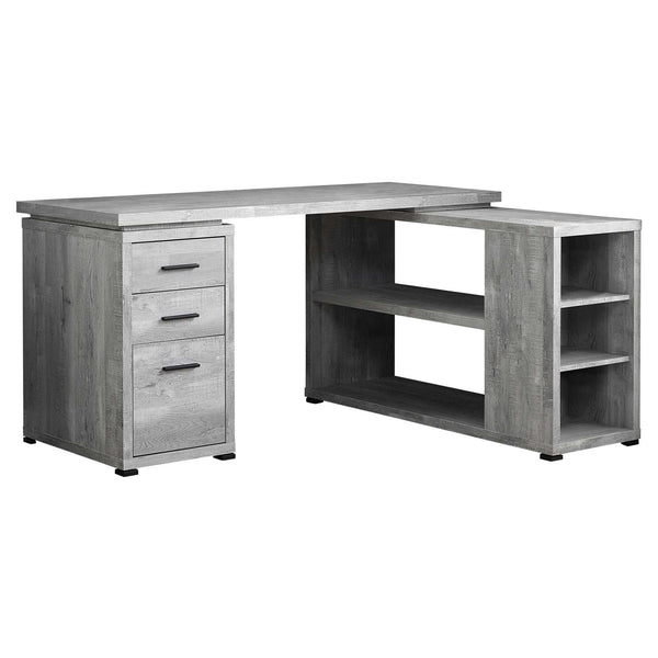 Homeroots 47" Gray L Shape Computer Desk With Three Drawers Grey  333522