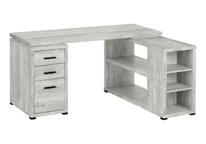 HomeRoots 47" Contemporary L-Shape Computer Desk with Three Drawers for Organized Home Office Workspace Grey 333522
