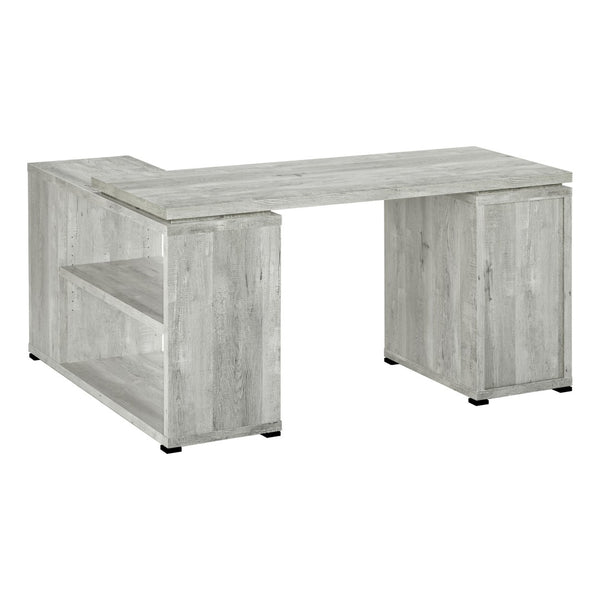 HomeRoots 47" Contemporary L-Shape Computer Desk with Three Drawers for Organized Home Office Workspace Grey 333522