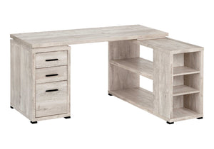 HomeRoots 47" Contemporary L-Shape Computer Desk with Three Drawers for Organized Home Office Workspace Taupe 333523
