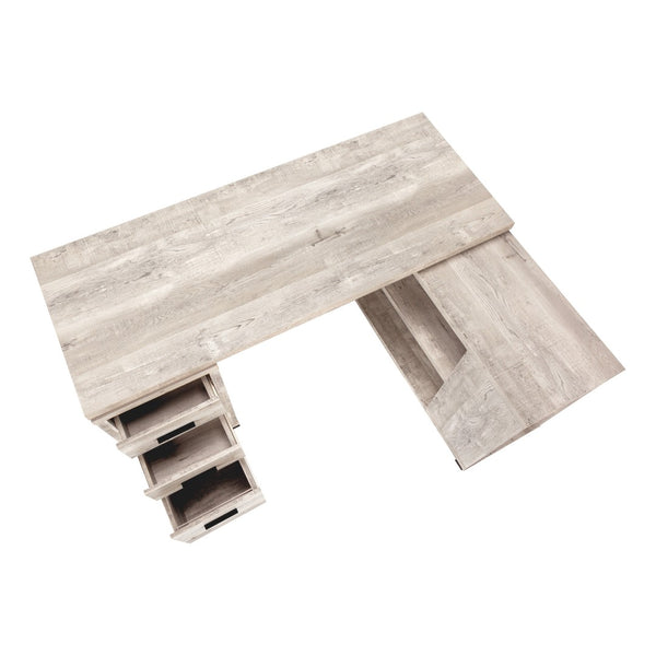 HomeRoots 47" Contemporary L-Shape Computer Desk with Three Drawers for Organized Home Office Workspace Taupe 333523