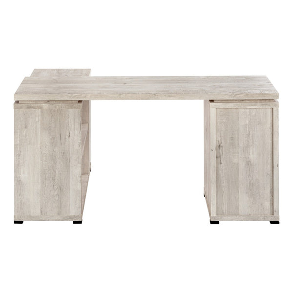 HomeRoots 47" Contemporary L-Shape Computer Desk with Three Drawers for Organized Home Office Workspace Taupe 333523