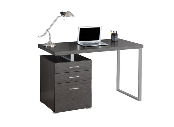 Homeroots 24" Gray And Silver Computer Desk With Three Drawers Grey,Silver  333524