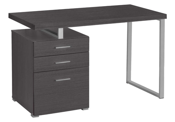 HomeRoots 24" Computer Desk with Three Drawers - Stylish, Compact Design for Efficient Home Office Organization Grey,Silver 333524