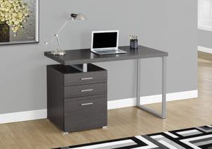 HomeRoots 24" Computer Desk with Three Drawers - Stylish, Compact Design for Efficient Home Office Organization Grey,Silver 333524