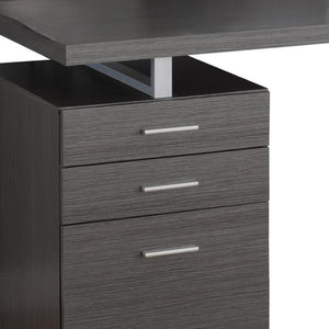 HomeRoots 24" Computer Desk with Three Drawers - Stylish, Compact Design for Efficient Home Office Organization Grey,Silver 333524