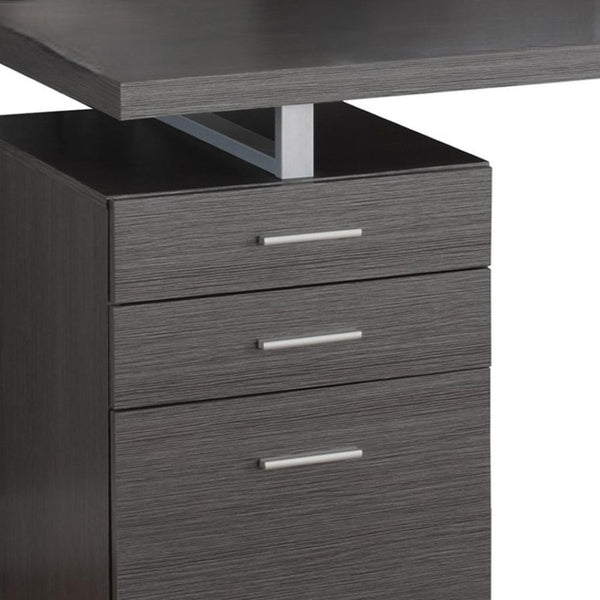 HomeRoots 24" Computer Desk with Three Drawers - Stylish, Compact Design for Efficient Home Office Organization Grey,Silver 333524