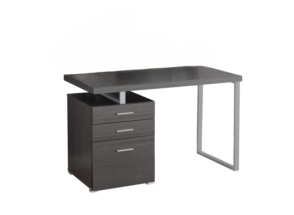 Homeroots 24" Gray And Silver Computer Desk With Three Drawers Grey,Silver  333524
