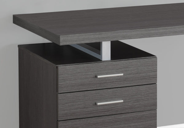 HomeRoots 24" Computer Desk with Three Drawers - Stylish, Compact Design for Efficient Home Office Organization Grey,Silver 333524