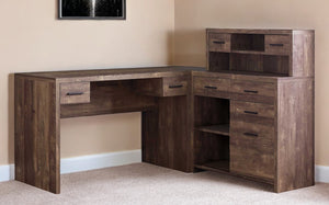 Homeroots 63" Brown L Shape Computer Desk With Eight Drawers Brown  333525