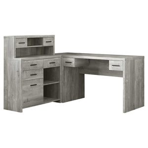 Homeroots 59" Gray L Shape Computer Desk With Eight Drawers Grey  333526