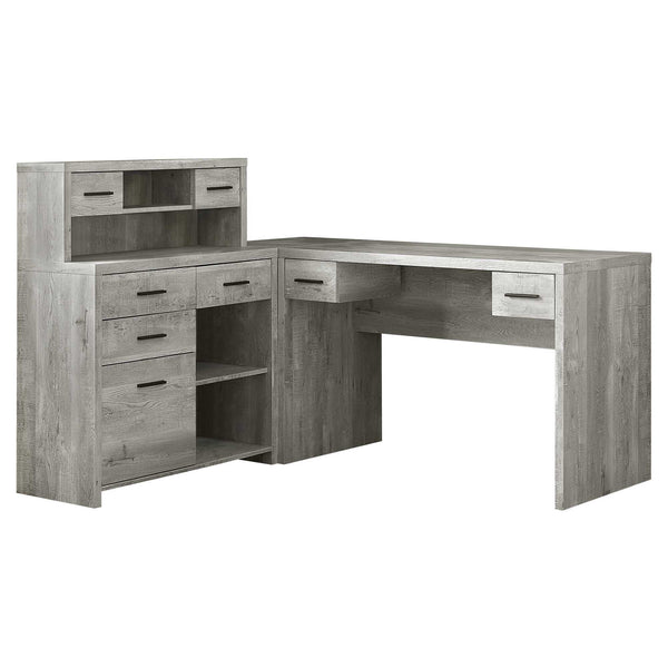 Homeroots 59" Gray L Shape Computer Desk With Eight Drawers Grey  333526